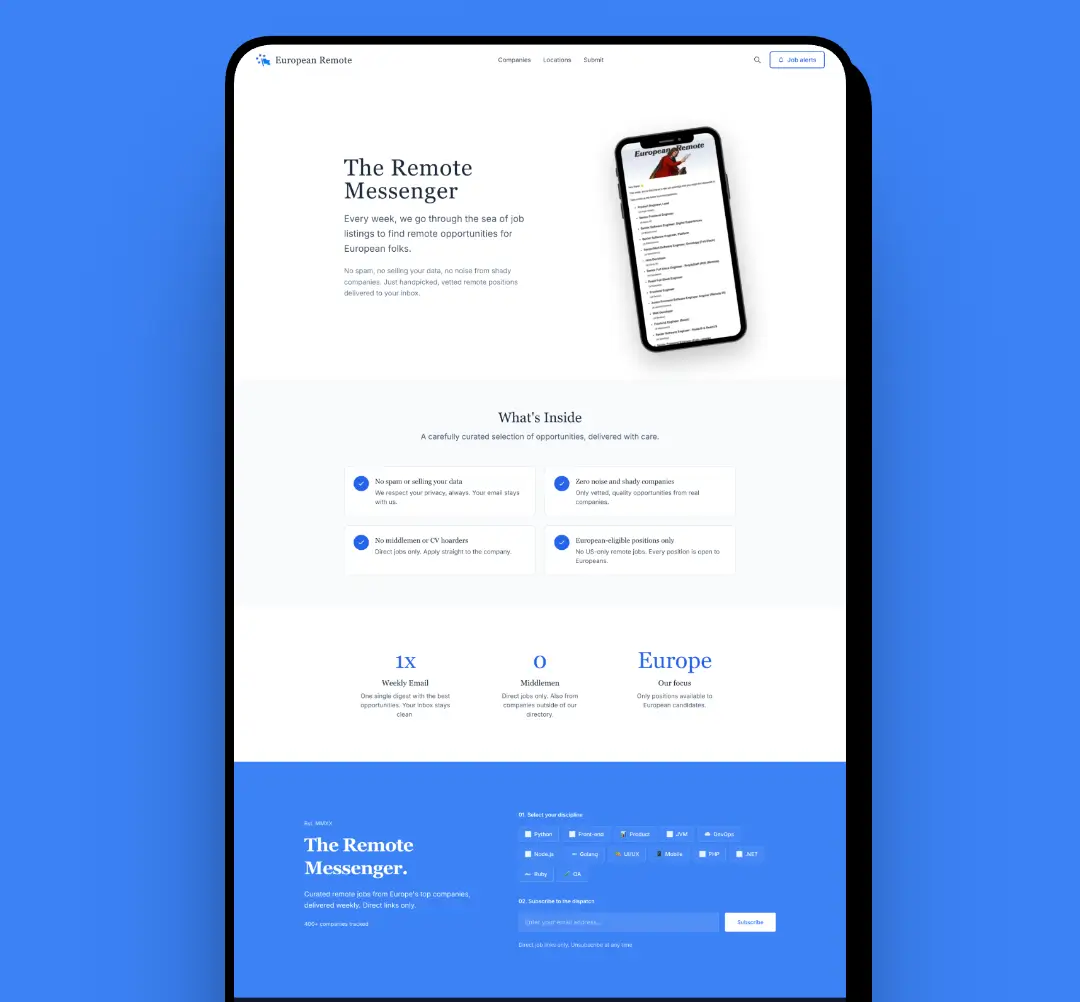 Homepage preview for Newsletter Infrastructure